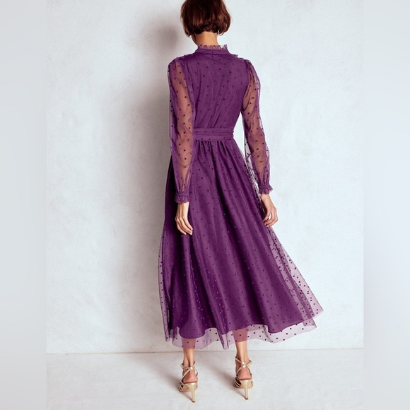 NWT BODEN $249 Tulle Ruffle Maxi Dress *Viola Purple Size 8 Petite - Picture 4 of 10